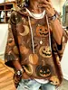 Sudadera con Capucha de Manga Tres Cuartos para Mujer 2026 con Estampado Digital 3D de Calabaza de Halloween Sudadera para Mujer