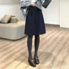 Falda de Lana de Longitud Media con Bolsillos Ocultos, Falda Corta Sencilla de Lana para Viajes Diarios en Otoño e Invierno