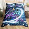 Capa de edredom estampada com estampa de astronauta espacial de desenho animado, conjunto de três peças para decoração de quarto de menino e menina