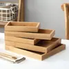 Bandeja de Frutas de Bambú y Madera para Sala de Estar, Bandeja de Té, Nueva Bandeja de Bambú Estilo Japonés, Bandeja Rectangular de Madera para Juego de Té Casero