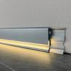 Rodapé de liga de alumínio luminoso com fenda para lâmpada de led, lâmpada de canto de liga de alumínio de montagem aberta com linha de pé de metal colado