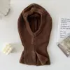 Balaclava da Coreia do Sul chapéu de lã tricotado de inverno cachecol de pescoço à prova de frio para equitação cachecol quente integrado