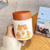 Copo Térmico Estudante Dilebel Gato de Aço Inoxidável para Meninas com Bom Visual e Novo Bolso de Aba Portátil Mini para Copo em Calça