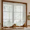Cortina de Media Ventana Transparente de Encaje Bordado Rústico, Cortina de Café Estilo Americano, Cortina de Globo Deslizante, Suministro Mayorista Transfronterizo