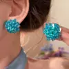 Pendientes de Plata con Aguja de Estilo Étnico con Flores de Piedra Ojo de Gato Incrustadas de Diamantes, Pendientes de Moda de Lujo Ligero de Gama Alta, Pendientes Sencillos de Nicho para Mujer