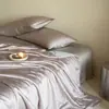 Juego de Cama de Verano de Color Sólido Lujo Ligero de Lyocell Tencel de Cuatro Piezas, Colcha Fina de Verano de Alta Gama, Suave, Fresca, Lavable, para Aire Acondicionado