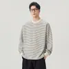 Nuevo Producto Otoño/Invierno 2026: Sudadera de Rayas para Hombre con Cuello Henry, Holgada, Cómoda, Versátil, Casual, Moderna, Moda