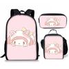 Melody My Melody Bolsa de Comida de Tres Piezas Bolsa para Lápices Mochila para Estudiante Bebé Amazon Lindo Niñosren 100