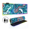 Mouse Pad Luminoso RGB Fluido Abstrato Teclado Gamer E-Sports Pad Espessado para Mesa de Escritório LED Colorido Tamanho Grande