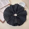 Anillo para el pelo plisado de doble capa supergrande Anillo de lazo grande Cuerda para el pelo de alta calidad en blanco y negro Flor para la cabeza Accesorios para el pelo versátiles Anillo para el pelo simple Estilo nuevo