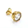 Brincos de titânio com borda irregular retrô e incrustados com diamantes redondos, moda fria para homens e mulheres