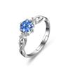 Anillo de plata esterlina s925 de venta caliente transfronteriza, anillo de circonita ovalada exquisita de lujo con piedra de cristal colorida imitación zafiro
