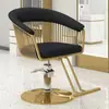 Silla de peluquería personalizada, silla de belleza de lujo ligero en color dorado, asiento para barbería, silla de peluquería con función de elevación y giro, silla de barbería