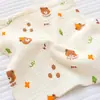 Toalla Cuadrada para Recién Nacido, Toalla Facial de Bebé de Gasa de Algodón Crepé de Cuatro Capas, Absorbente y Transpirable, Babero para Bebé con Estampado de Dibujos Animados