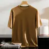 Se Puede Usar en Todas las Estaciones 68 Puntos Hilo Cardado Cachemira Pura Manga Corta para Hombre Cuello Enrollado Delgado Tejido de Punto Casual Prenda Base de Punto