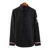 Camisa masculina de manga comprida, nova, da moda, cor sólida, casual, para jovens, negócios, listrada, combinando com cores, slim fit, camisa masculina para homens