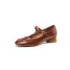 Zapatos Mary Jane de cuero estilo literario británico, con interior y exterior de cuero genuino, planos de piel de vaca con hebilla y punta cuadrada, para primavera 2024.