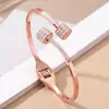 Pulsera de acero inoxidable de comercio exterior transfronteriza con incrustaciones completas de diamantes para mujer, estilo europeo y americano, pulsera de acero de titanio impermeable y que no pierde el color, disponible para venta al por mayor
