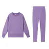 Conjunto de Moletom Amazon Outono/Inverno 2025 Feminino Europeu e Americano Casual Solto Manga Longa Gola Redonda Top com Fenda e Calça Longa Justa