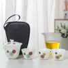 Set de Viaje de Cerámica Blanca Glaseada para Té Kung Fu Bolsa Portátil Tazas de Té de Preparación Rápida para el Hogar Tazas de Té Regalo de Negocios Logo
