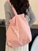 Bolsa de Lona Estilo Coreano Ins Personalizada Nueva Colección Verano 2026 con Bordado de Corazón, Bolsa de Gran Capacidad para Clase y Viajes