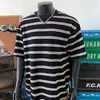 Camiseta Listrada Colorida de Manga Curta Masculina Verão Retrô Americano Pesado Casual Listrada Marca Tendência Tendência Camiseta de Meia Manga t