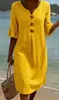 Vestido de Algodón y Lino con Cuello en V, Botones Grandes y Mangas con Volantes para Mujer, Nuevo Diseño Primavera/Verano Transfronterizo Europeo y Americano de Amazon 2026