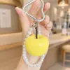 Llavero de Manzana de Resina con Cuentas Colgante Creativo de Fruta Estilo Miu Cadena para Colgar en Coche Bolsas Pulsera de Perlas Teléfono Móvil