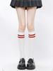 Calcetines de Rayas Rojas para Pantorrilla Estilo Lolita Academia Jk Calcetines de Primavera y Otoño Calcetines de Compresión Ligera a Media Pantorrilla Calcetines Deportivos Versátiles Negros