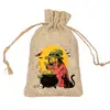 Bolsas de Juta com Cordão para Halloween em Estoque, Sacos para Armazenamento de Doces e Biscoitos, Bolsas de Juta com Cordão para Decoração de Presentes de Halloween