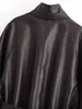 Ropa de mujer de venta caliente transfronteriza en Amazon para el otoño de 2026: chaqueta de cuero ajustada, estilo retro biker, con cuello alto