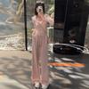 Traje deportivo informal para mujer, primavera y otoño 2025, estilo europeo y americano, nuevo conjunto de dos piezas con capucha y pantalones anchos para correr a la moda.