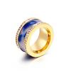 Anillo de moda de acero de titanio europeo y americano con atmósfera exagerada para hombres y mujeres, concha de plástico, anillo de acero inoxidable con diamantes