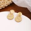 Pendientes de ratán trenzado de madera con aguja plateada, estilo japonés y coreano, estilo vacacional sencillo, diseño pastoral, personalidad, pendientes que combinan con todo.
