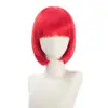 Disfraz Cosplay de Halloween Peluca de Seda de Alta Temperatura Flequillo Color Sólido Bob Pieza Completa para la Cabeza con Gafas y Malla para el Cabello