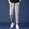 Pantalones de malla transpirables para hombre, primavera y verano, nuevos, con cintura elástica, de seda de hielo, deportivos, informales, de color sólido