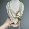Colar Transfronteiriço Nova Luz de Luxo Resistente Camadas Múltiplas Borla de Pérola Moda Personalidade Doce Cool Asas de Anjo