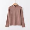 Qimei Otoño e Invierno Nuevo Top Térmico de Cuello Alto Parcial para Mujer, Versátil Color Sólido, Capa Interior que Genera Calor y Cálida