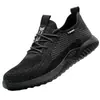 Zapatos de seguridad ligeros FlyKnit zapatos protectores puntera de acero anti-aplastamiento anti-perforación Zapatos protectores de trabajo para todas las estaciones suministro de fábrica transfronterizo