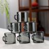 Taza de té pequeña de vidrio, de lujo, color gris ahumado, pequeña taza de té, juego de té de kung fu resistente al calor para el hogar, juego de tazas de té
