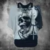Camiseta Transfronteiriça Estampada com Caveira Digital 3D AliExpress Mais Vendida Camisa Básica de Manga Curta Roupa Externa de Primavera Feminina Camisa de Manga Curta