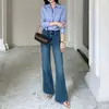 Calça simples popular! Calça jeans azul de perna reta e boca larga que não gruda nas pernas, nova para o outono de 2026, 5003