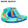 Castillo Inflable Caliente de Doctor Dolphin para Niños con Tobogán de Chorro de Agua y Cama Elástica Combinación Mini Parque Infantil Exterior En Stock