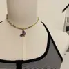 Colar Borboleta Esmalte Imitação Dopamina Feminino 2025 Novo Corrente de Clavícula Colorida com Contas Luxo Acessível de Nicho