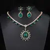 Conjunto de estilo europeo y americano transfronterizo, nueva tendencia de moda, collar de círculo verde claro, pendientes, cadena floral elegante para la clavícula
