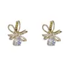 Pendientes de Broche Versátiles Estilo Francés Lujo Ligero Moda Completo de Diamantes Lazo Forma de Gota Pendientes Exquisitos Simples de Gama Alta para Mujeres