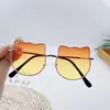 Lindas Gafas de Sol para Niños Kt con Lazo Marco de Metal para Niños y Niñas Gafas de Sol de Moda Gafas con Orejas de Oso y Lazo
