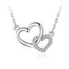 Collar Corazón a Corazón Femenino Circonita Microincrustada Cadena para Clavícula Moda Fresco Colgante en Forma de Corazón Anillo-unido Collar de Doble Corazón
