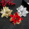 Decoraciones de Navidad Flores de Navidad Li Chen Oro y Plata Rojo Flores Artificiales de Tres Capas Decoraciones para Colgar en el Árbol de Navidad Accesorios para Fotografía