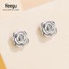 Brincos de tarracha Xigu E1552 S999 prata Mori simples rosa design de nicho feminino brincos de parafuso torcido de bola